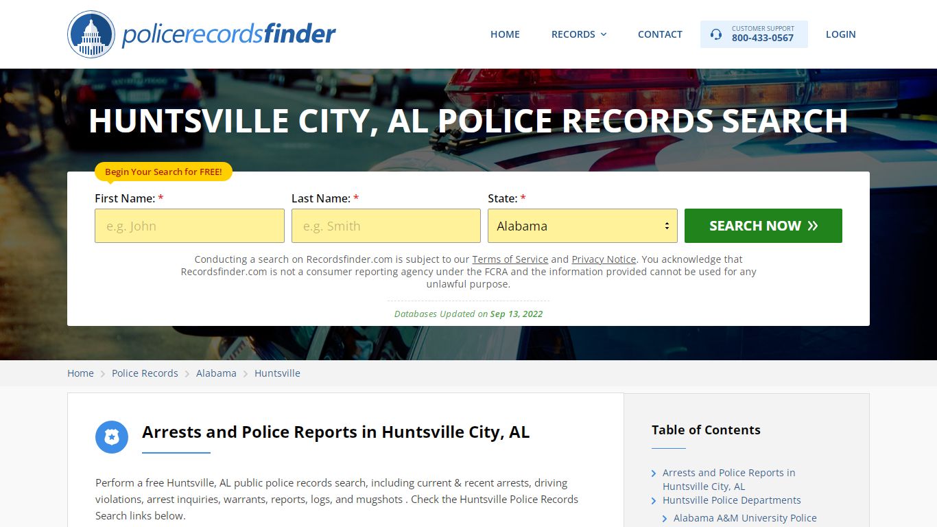 Huntsville, Madison County, AL Police Reports & Police Department Records